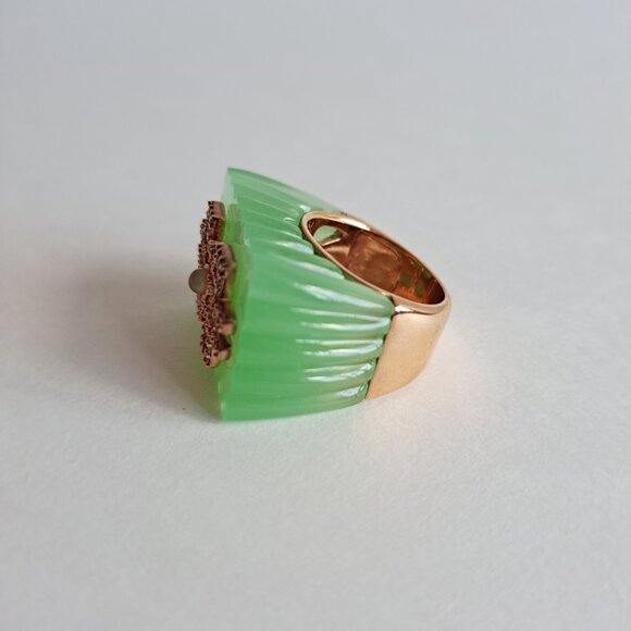 Angelique De Paris Green Resin Rectangular Ring Size 7 - Picture 7 of 16